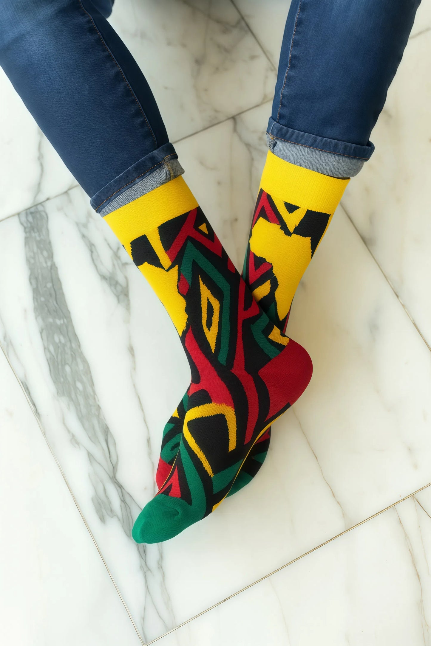 Men's Geometric African Print Socks