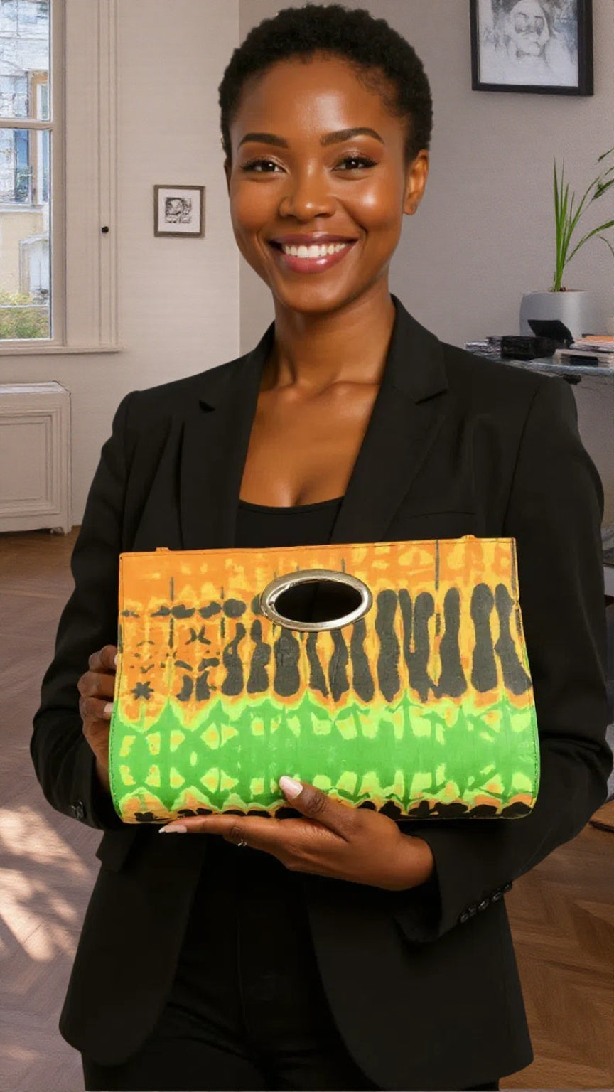 Tie-Dye African Print Clutch Tote Bag