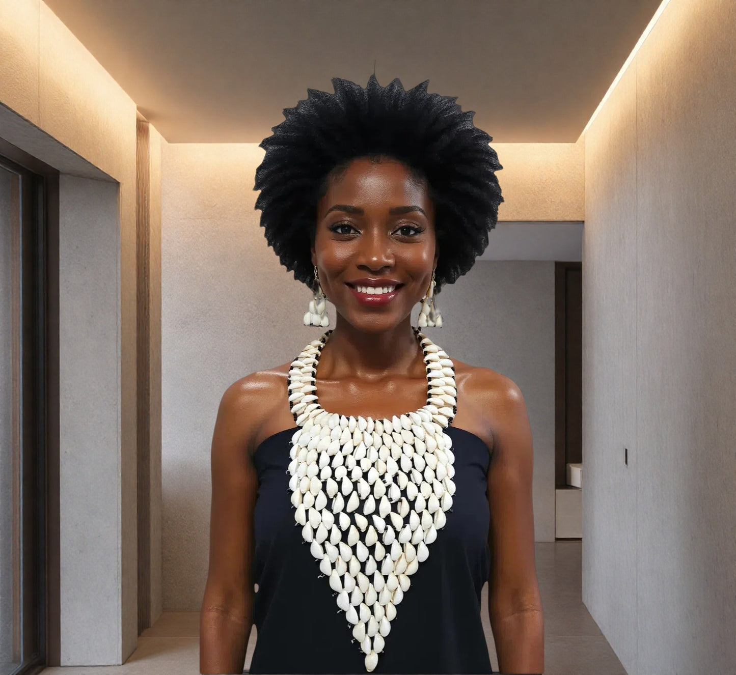 Cowrie Shell Triangle Style Necklace & Earring Set