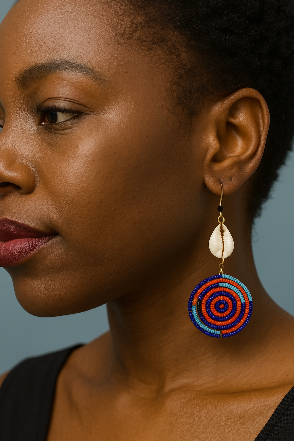 Small Cowrie Shell African Masai Earrings
