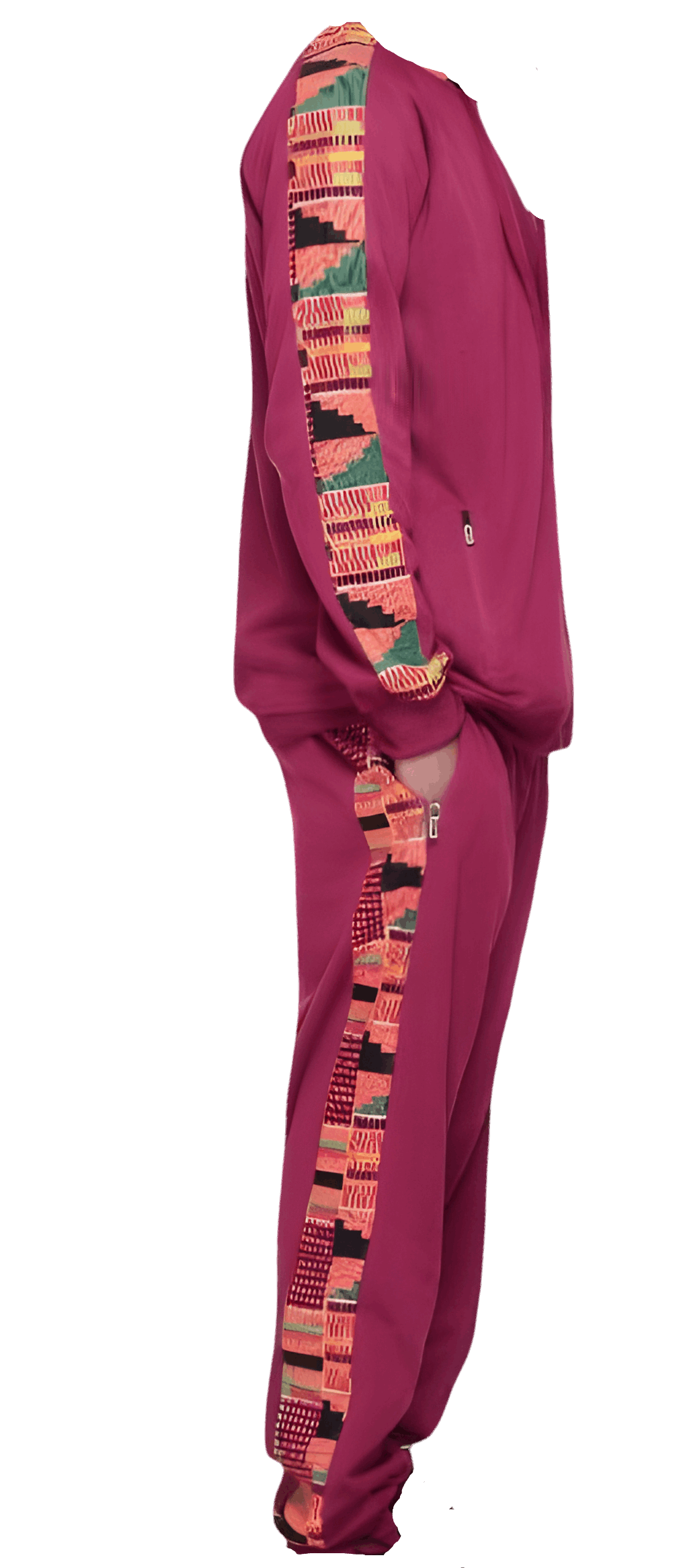 Maroon African Kente Print Jogger Track Suit