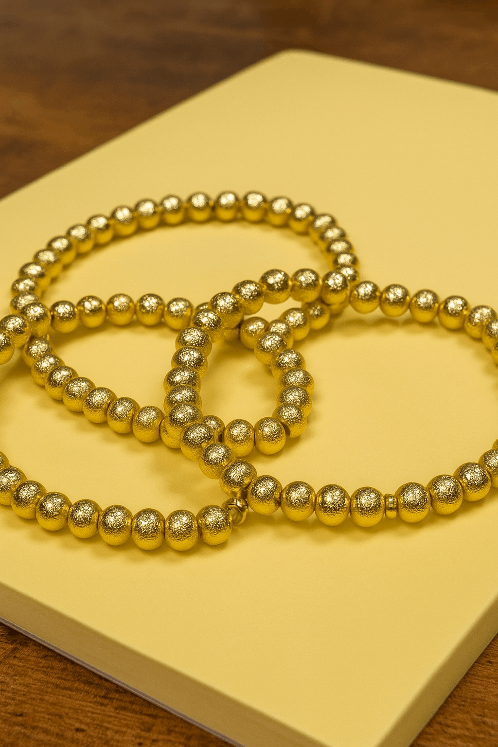 3pc Gold Beaded Stretch Bracelet