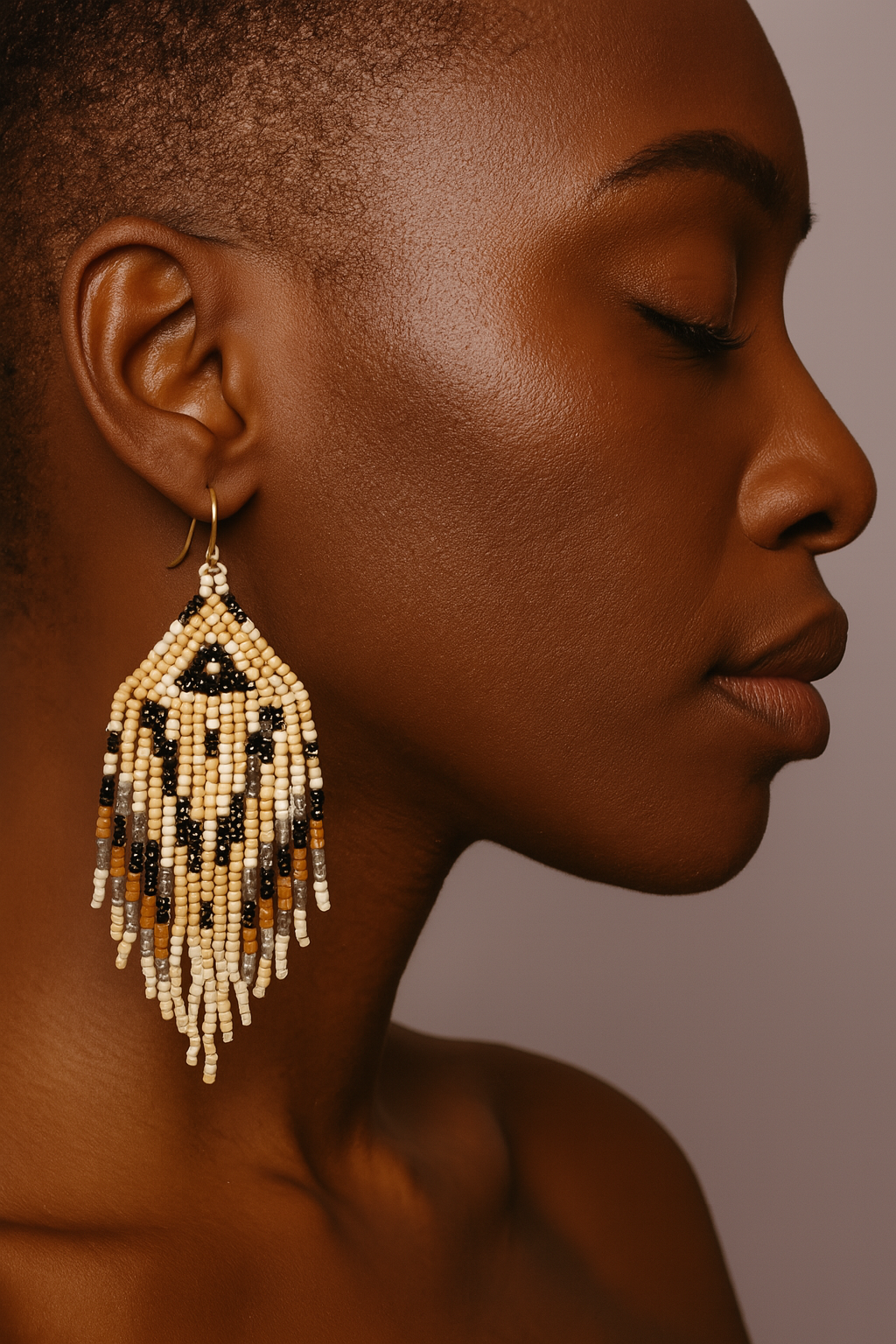 Native American Multicolor Beaded Long Drop Tassel Hook Earrings