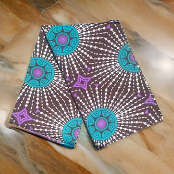 African Purple/Teal Print Ankara Head Wrap - MAGOS