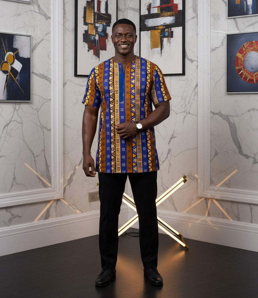 Men’s African Royal Print Dashiki Top