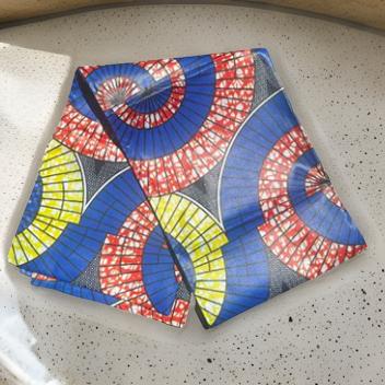 African Blue/Red Print Ankara Head Wrap - MAGOS