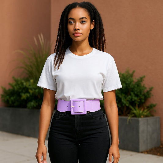 Satin Metallic Elastic Fashion Wide Belt