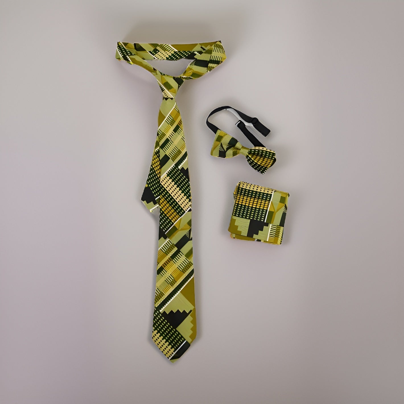3pc African Kente Print Necktie and Hanky Set - Premium African Accessories from MAGOS - Just $22! Shop this and more African Accessories now