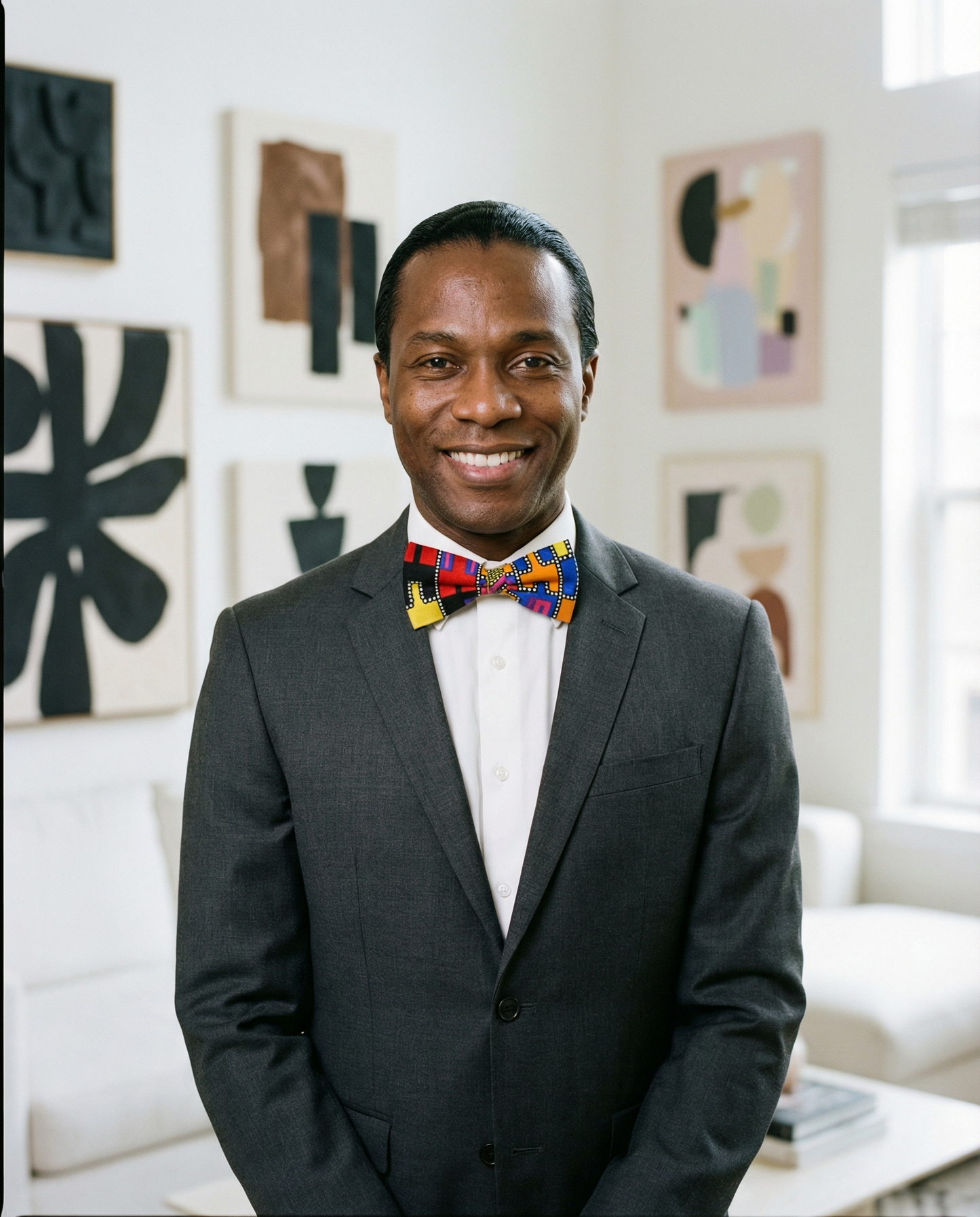 Vibrant Royal Mosaic African Print Bow Tie & Necktie Set with Matching Pocket Square