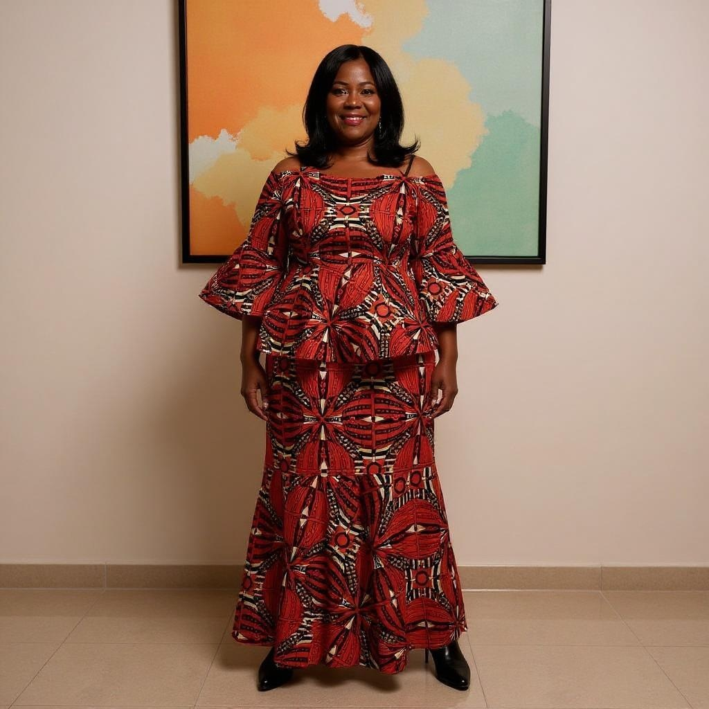 Women's Red Plus Size Top and Mermaid Skirt Set