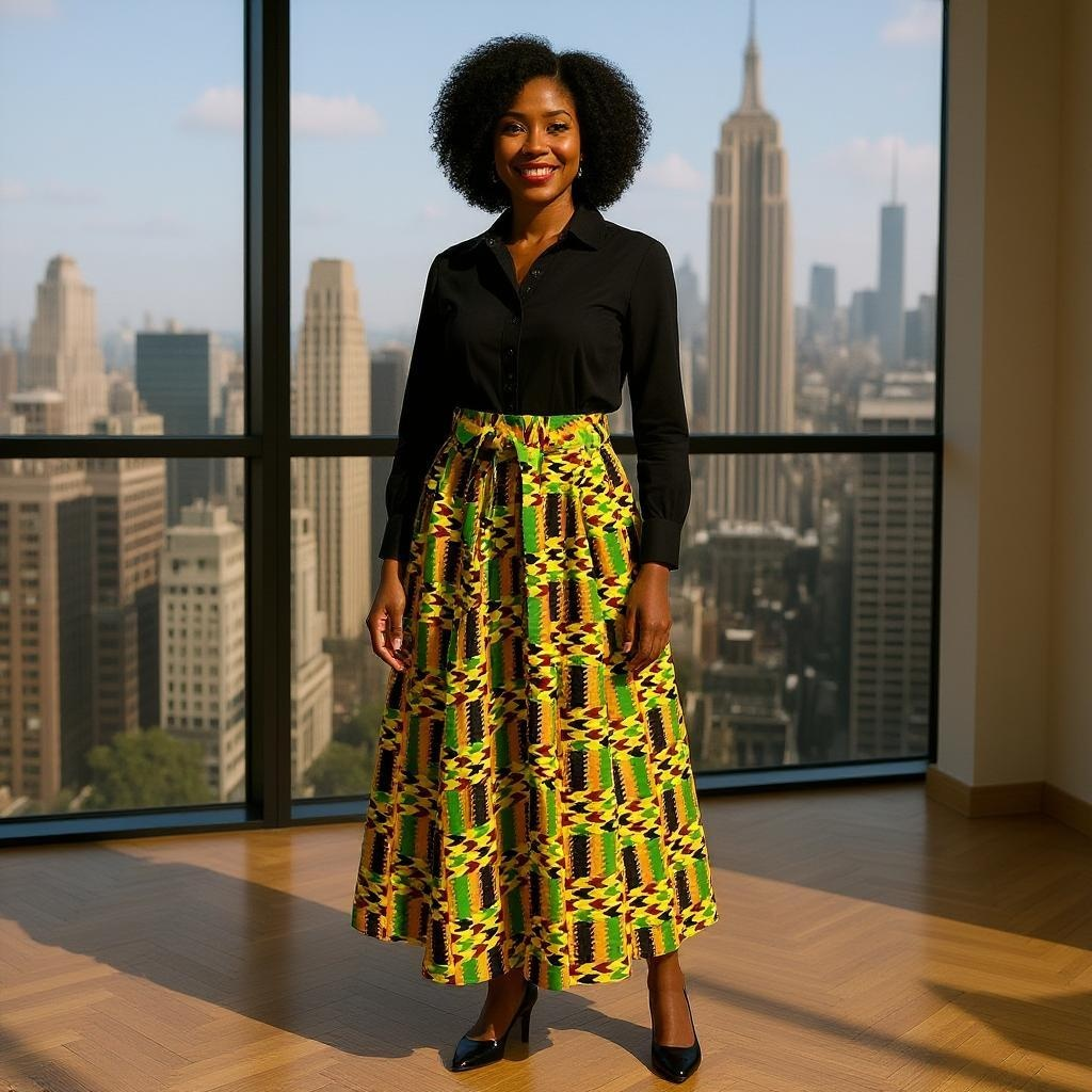 African Kente Printed Long Skirt