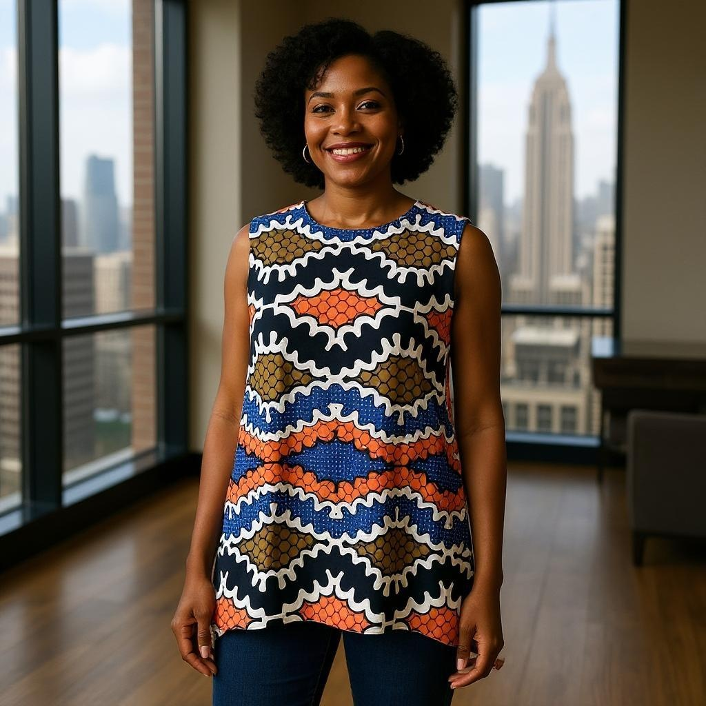 Sleeveless Geometric Print Tunic Top