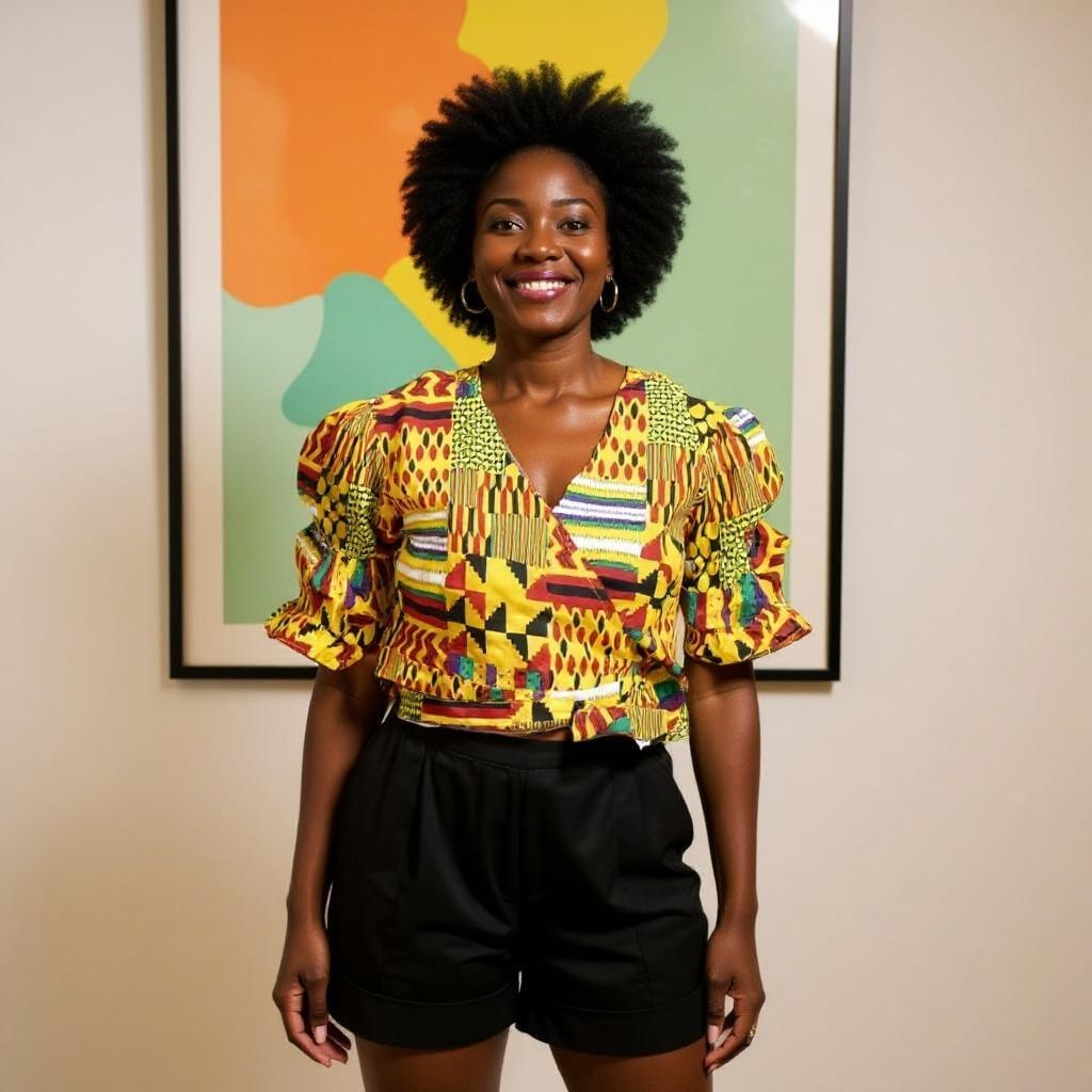 Authentic African Kente Print Short Wrap Top