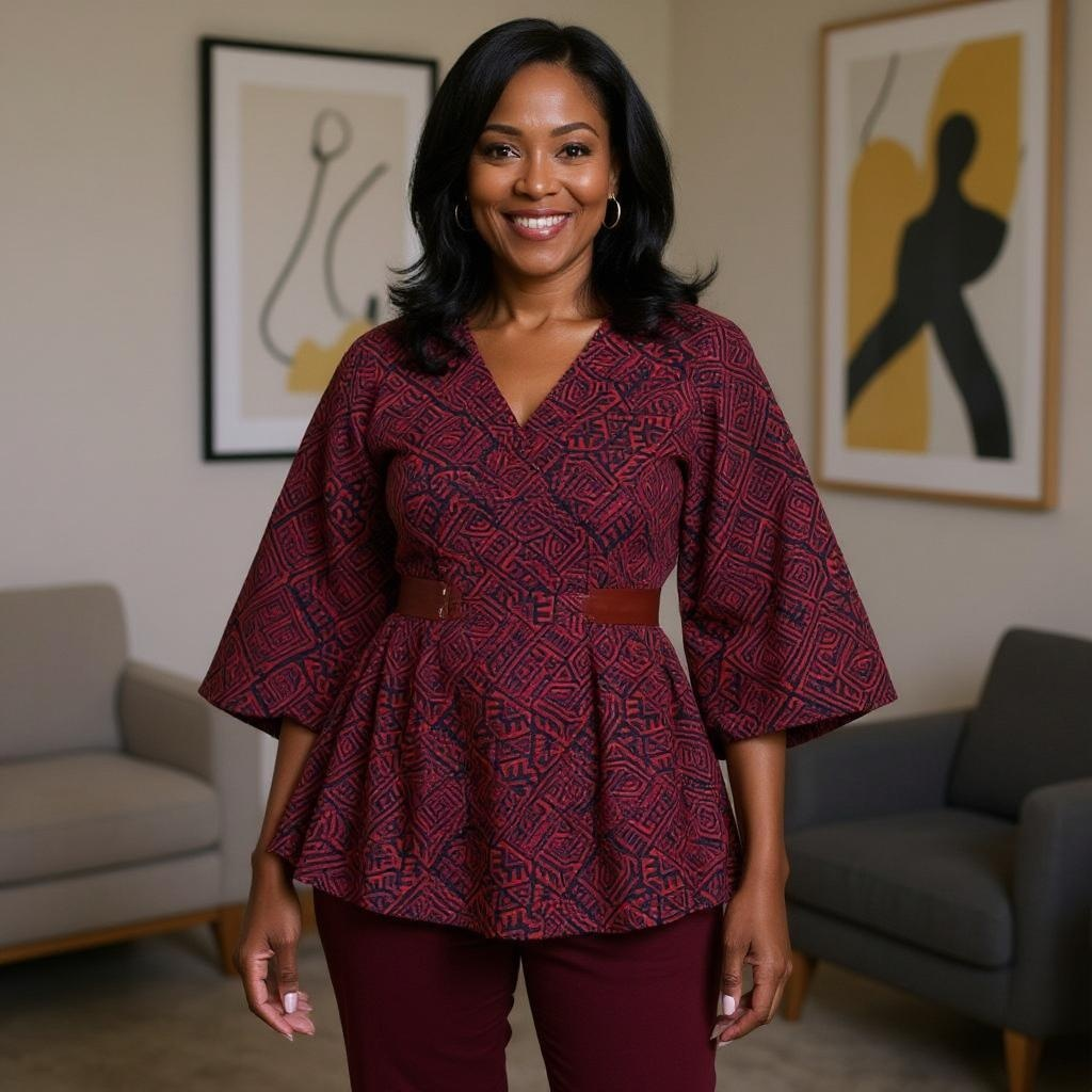 African Print Wrap Top