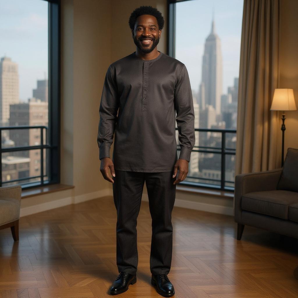 Men's African Black/Gold 3pc Grand Agbada Boubou Set