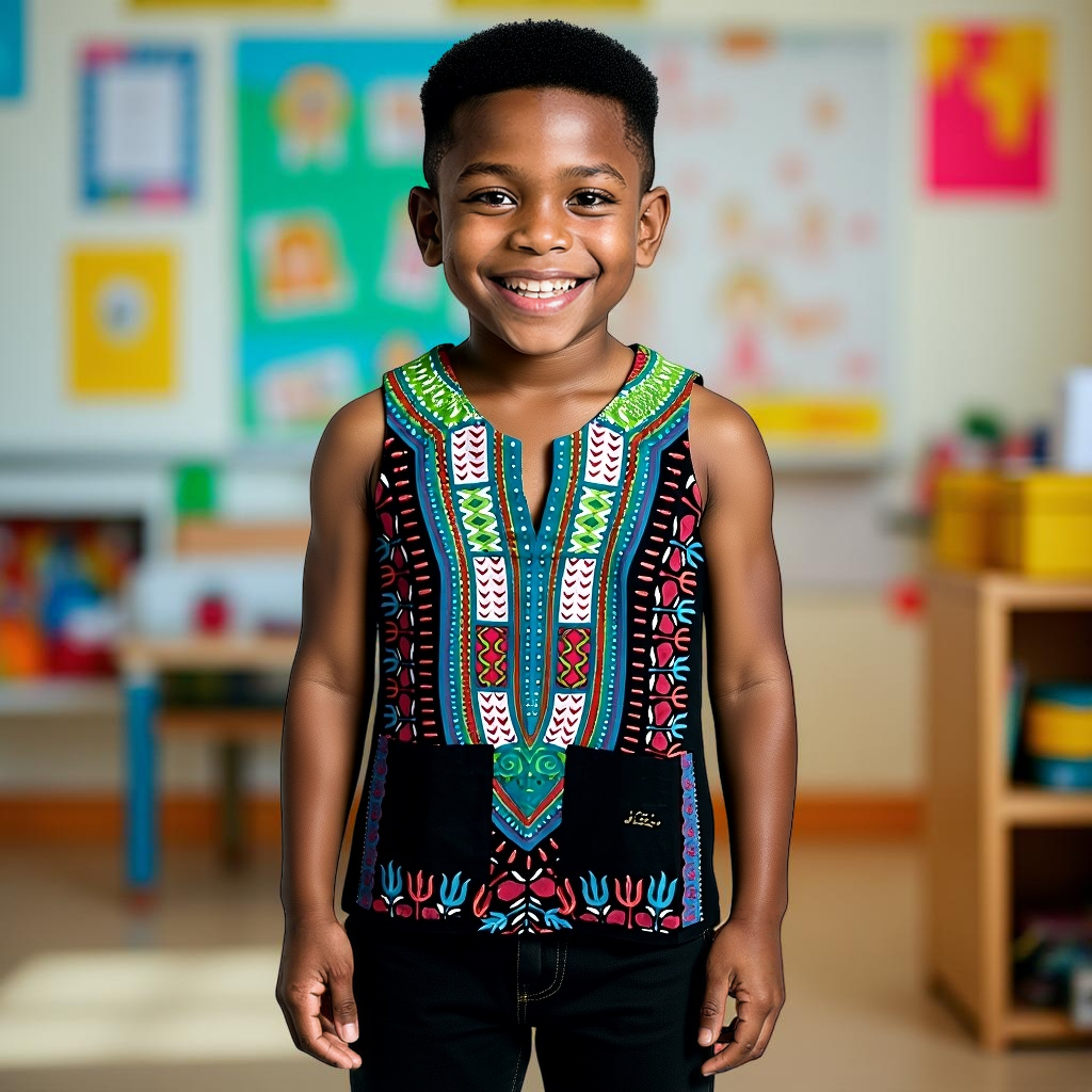 Kids Traditional Sleeveless Dashiki Top