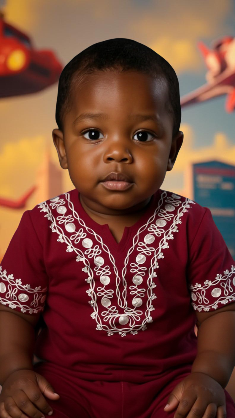 6-9 Months African Kids Solid Embroidered Dashiki Shirt