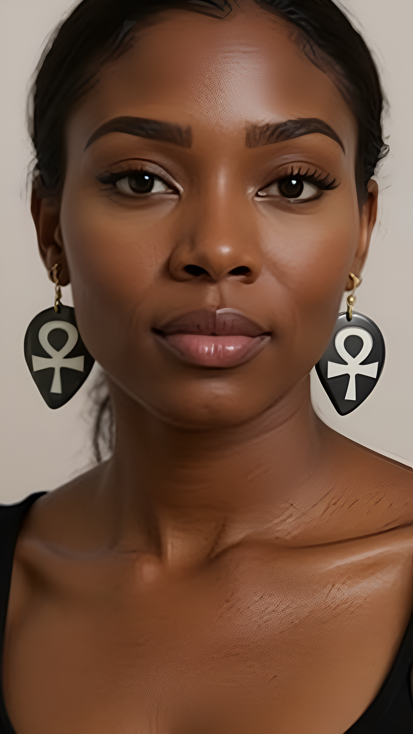 African Symbol Bone Black & White Earrings