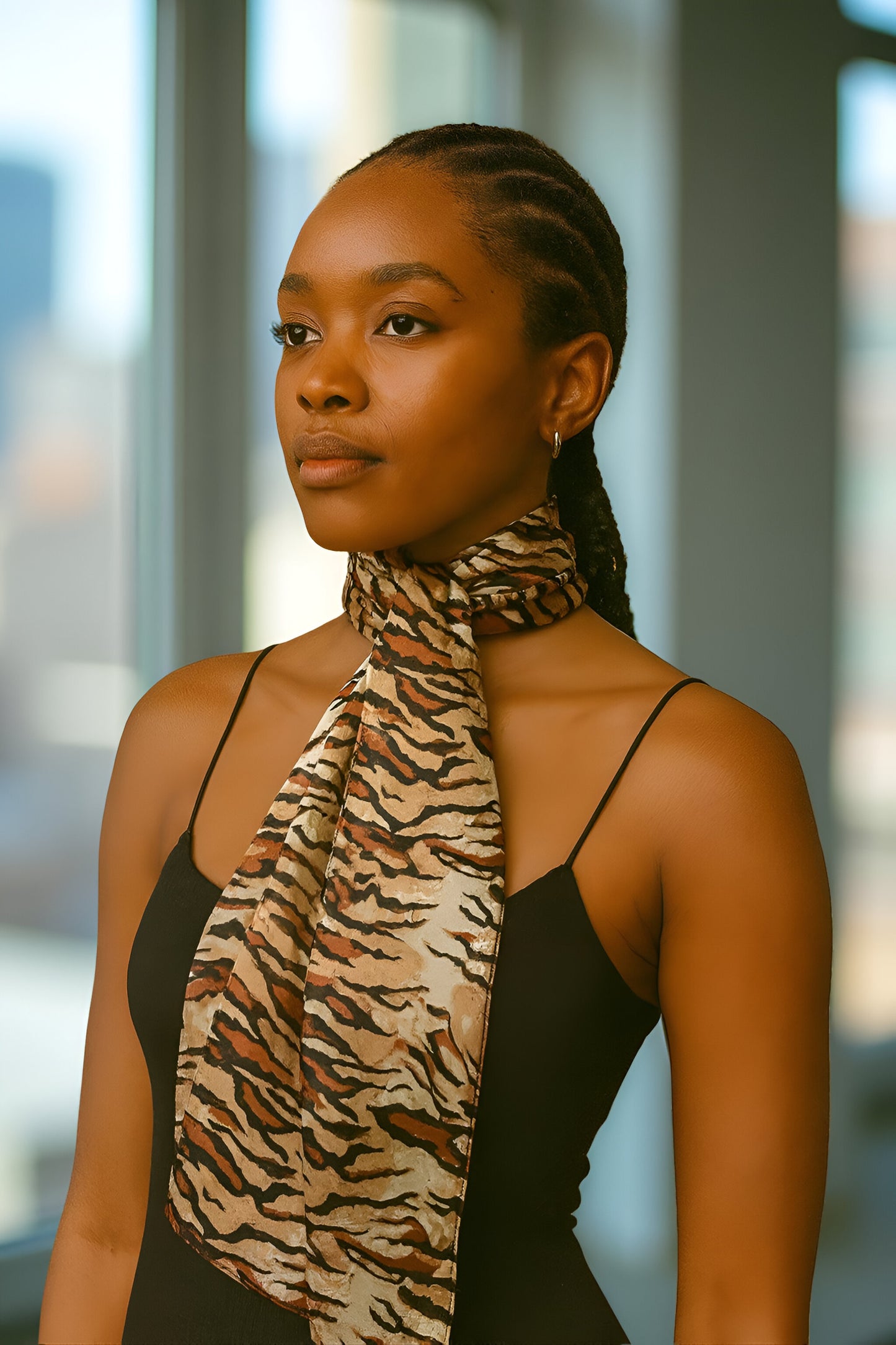 Sheer Chiffon Tiger Stripe Print Scarf
