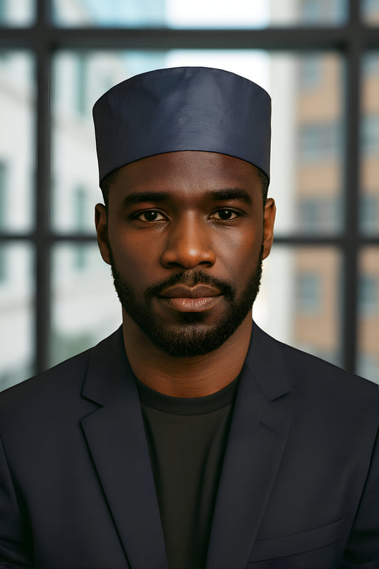 Men's Solid Color Navy Kufi Hat