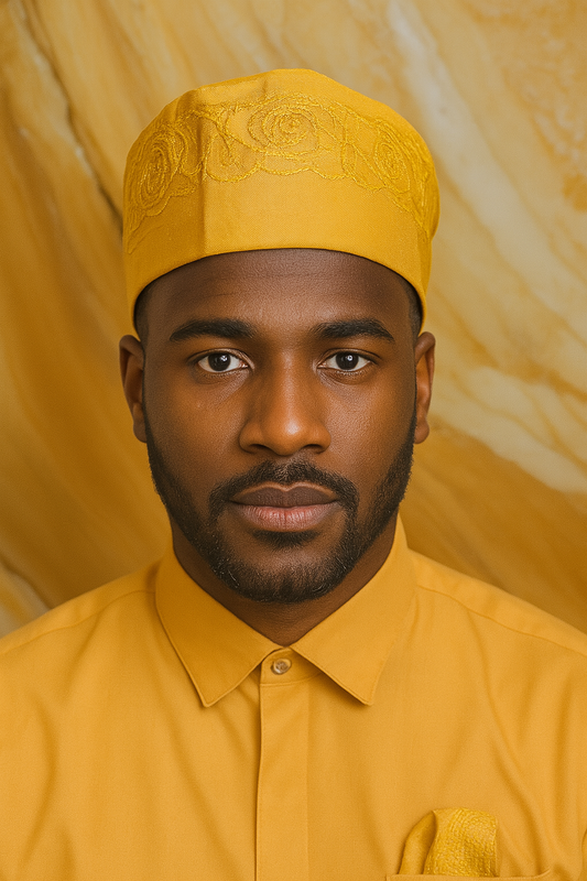 Men's Solid Color Embroidered Kufi Hat