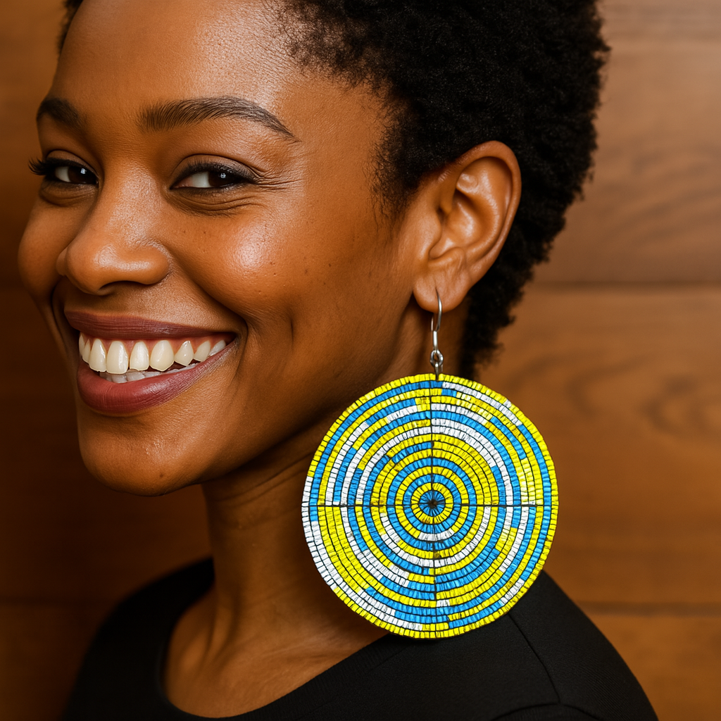 Large Mix Color Round Circular African Masai Earrings
