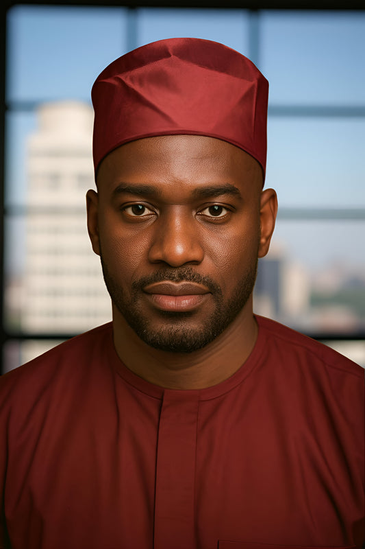 Men's Solid Color Burgundy Kufi Hat