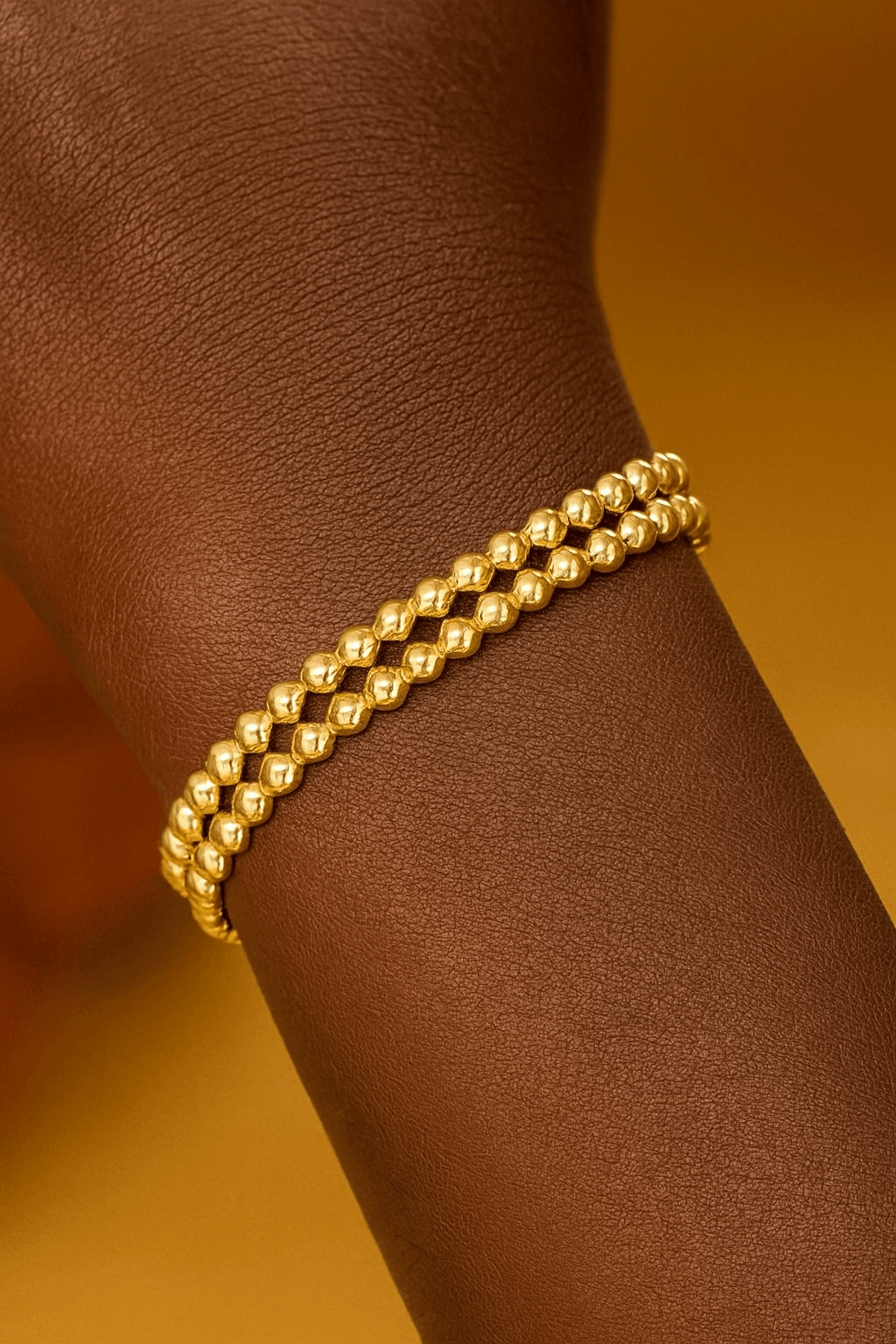 3pc Gold Beaded Stretch Bracelet