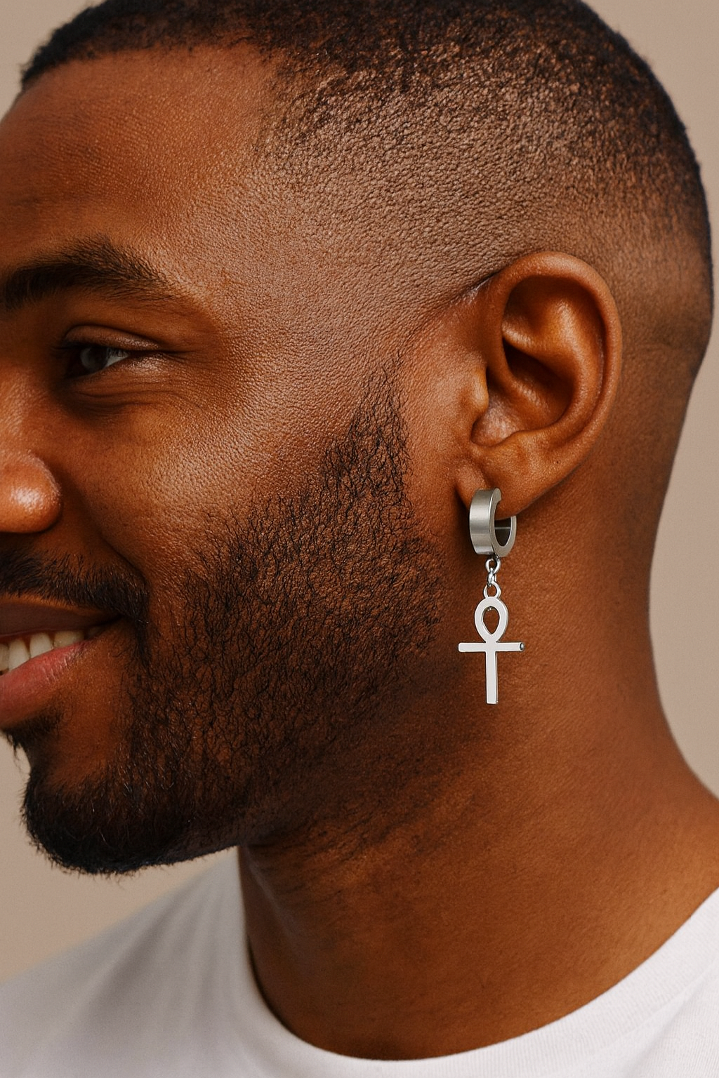 Men's Ankh Cross Pendant Earring