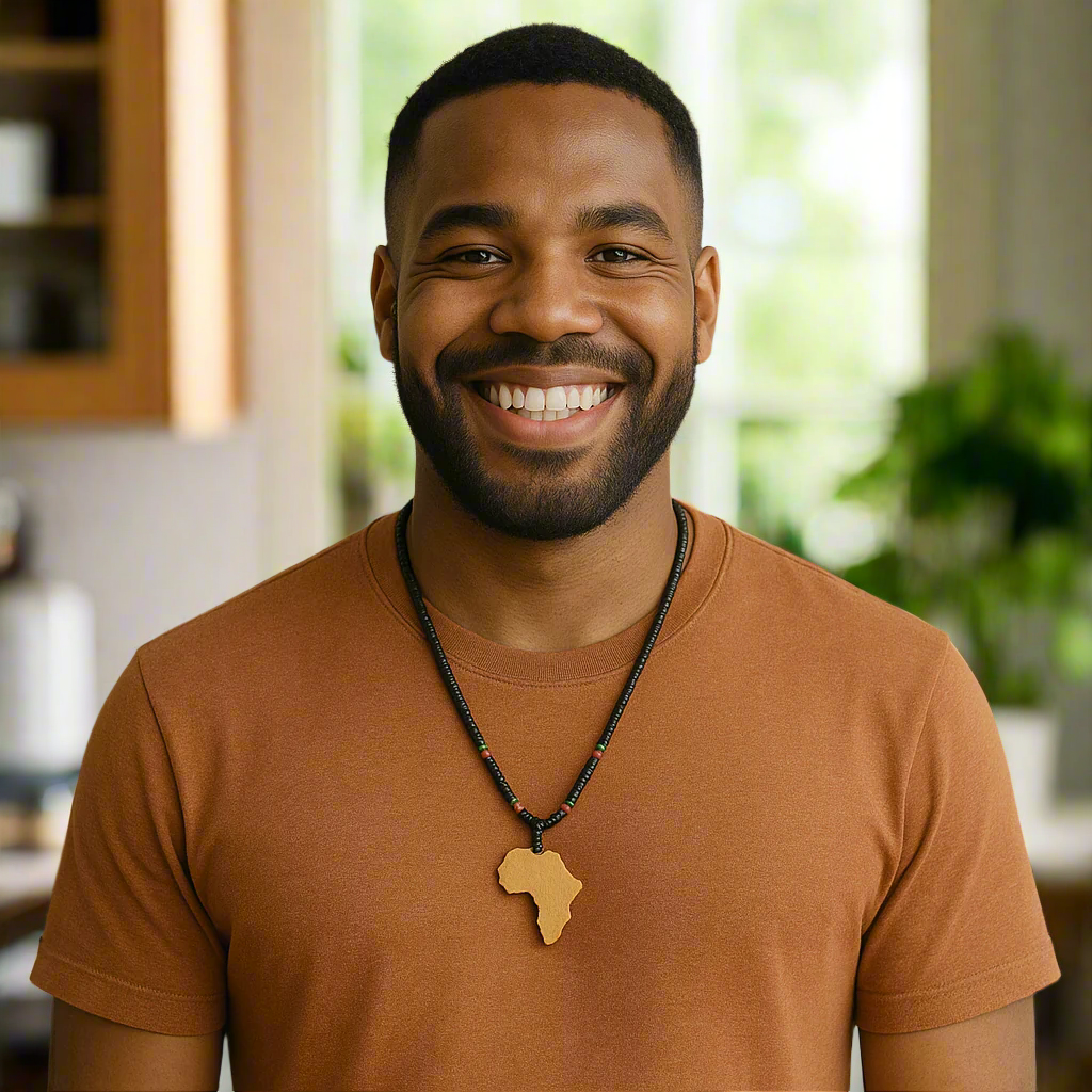 Wooden Africa-Shaped Map Necklace