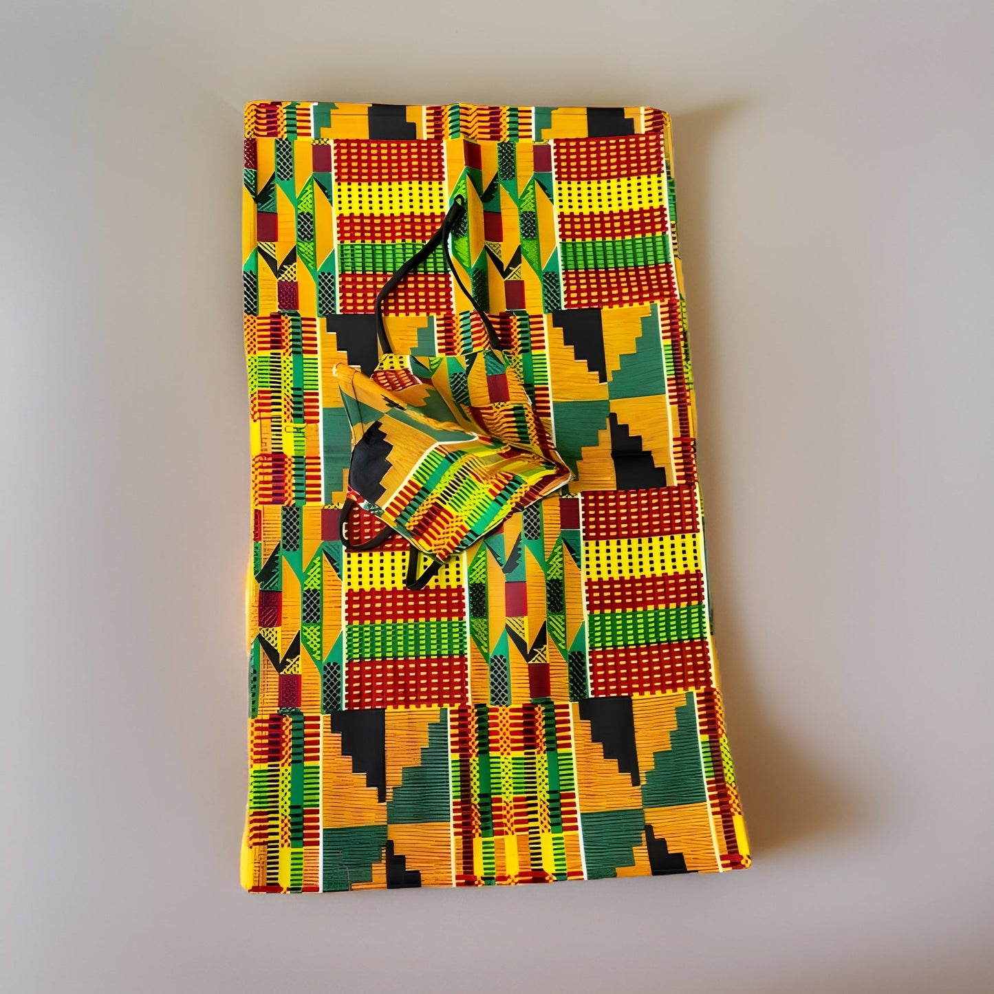 African Kente Print Style2 Headwrap with Matching Mask - Premium African Accessories from MAGOS - Just $17.50! Shop this and more African Accessories now