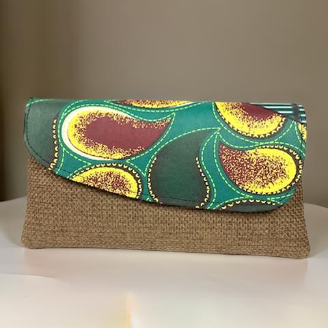 African Inspired Swirl Print Woven Large Clutch Purse - MAGOS