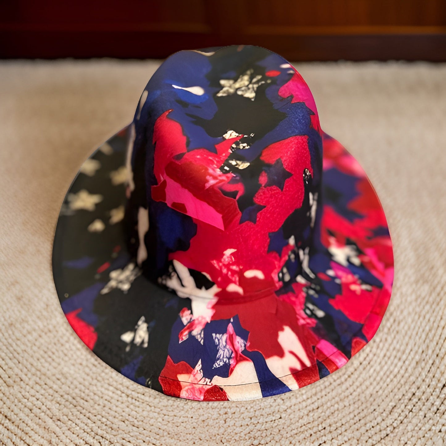American Flag Design Wide Brim Felt Fedora Panama Hat - Premium Other Accessories from MAGOS - Just $24! Shop this and more Other Accessories now