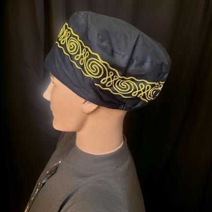 Black Gold Trim Embroidered Kufi Hat - MAGOS