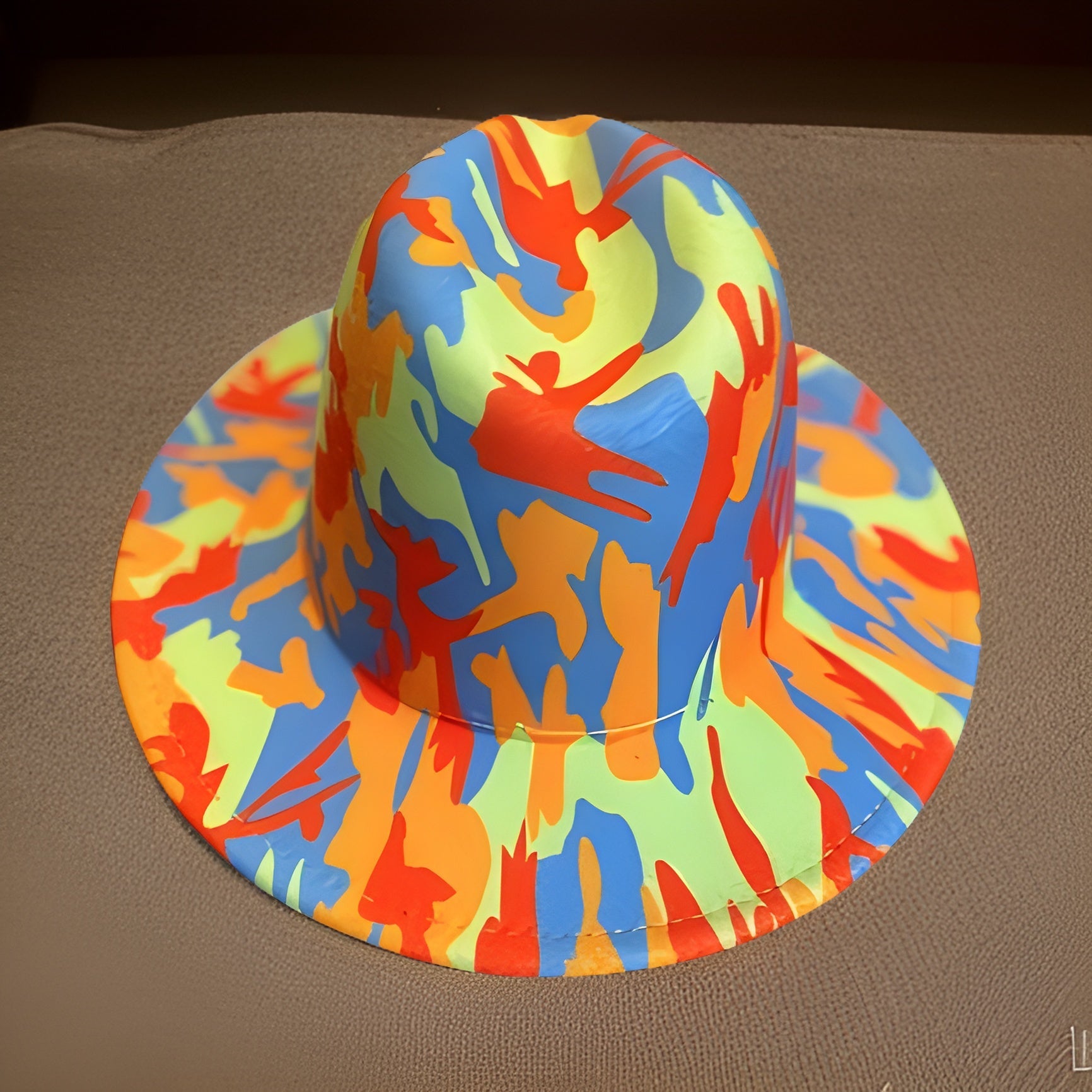 Bold Camo Tie Dye Wide Brim Felt Fedora Panama Hat - Premium Other Accessories from MAGOS - Just $24! Shop this and more Other Accessories now