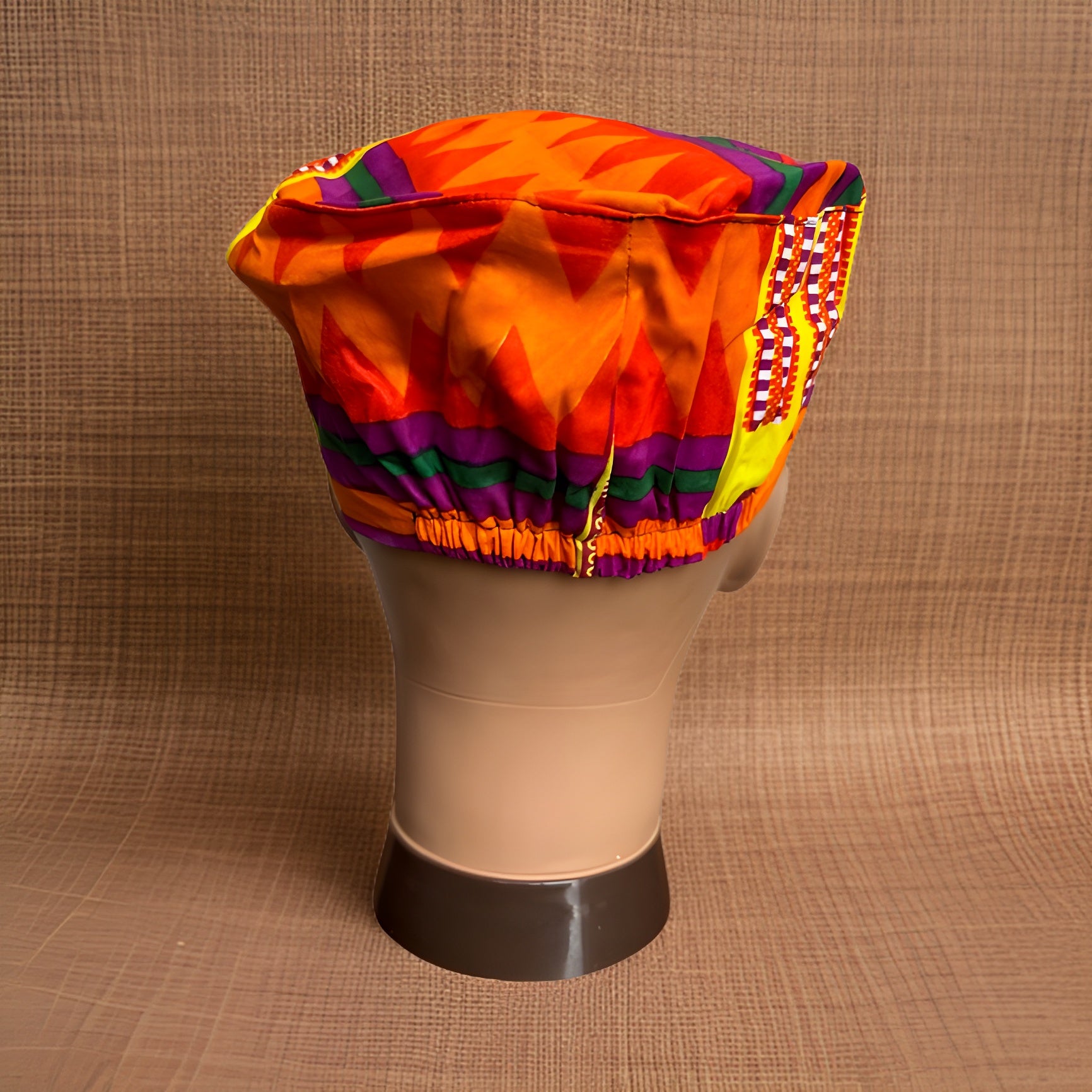 Bold Orange/Red Colorful Kente Print African Kufi Hat with Matching Mask - Premium African Accessories from MAGOS - Just $17.50! Shop this and more African Accessories now