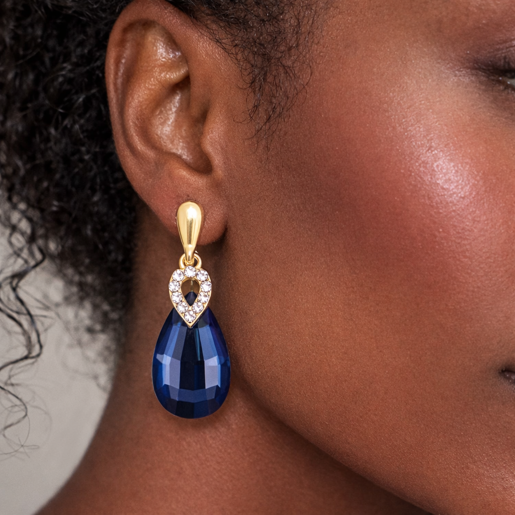 Elegant Gold-Tone Teardrop Clip-On Earrings