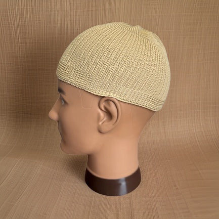 Elastic Knitted Solid Khaki Kufi - Premium African Accessories from MAGOS - Just $10! Shop this and more African Accessories now