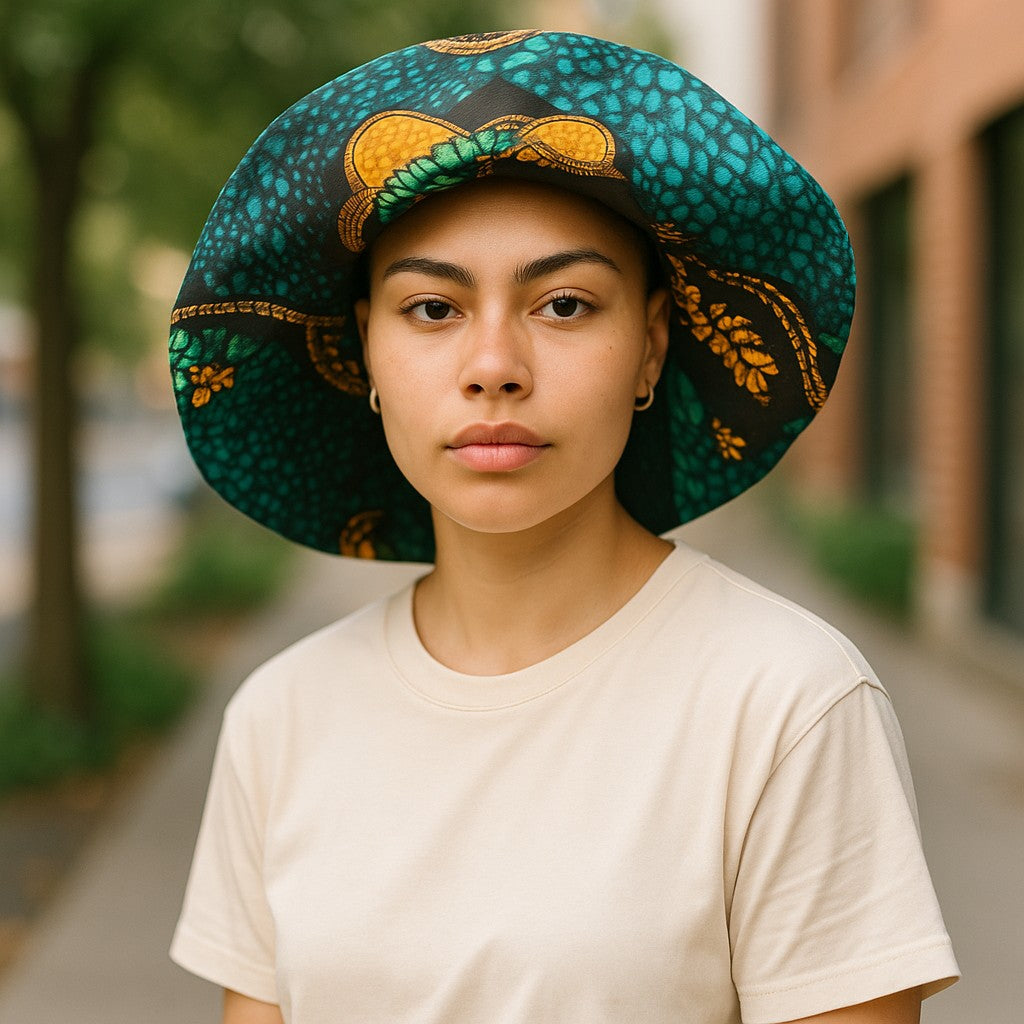 African Print Reversible Sun Hat
