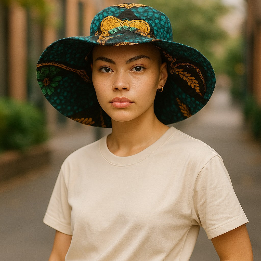 African Print Reversible Sun Hat