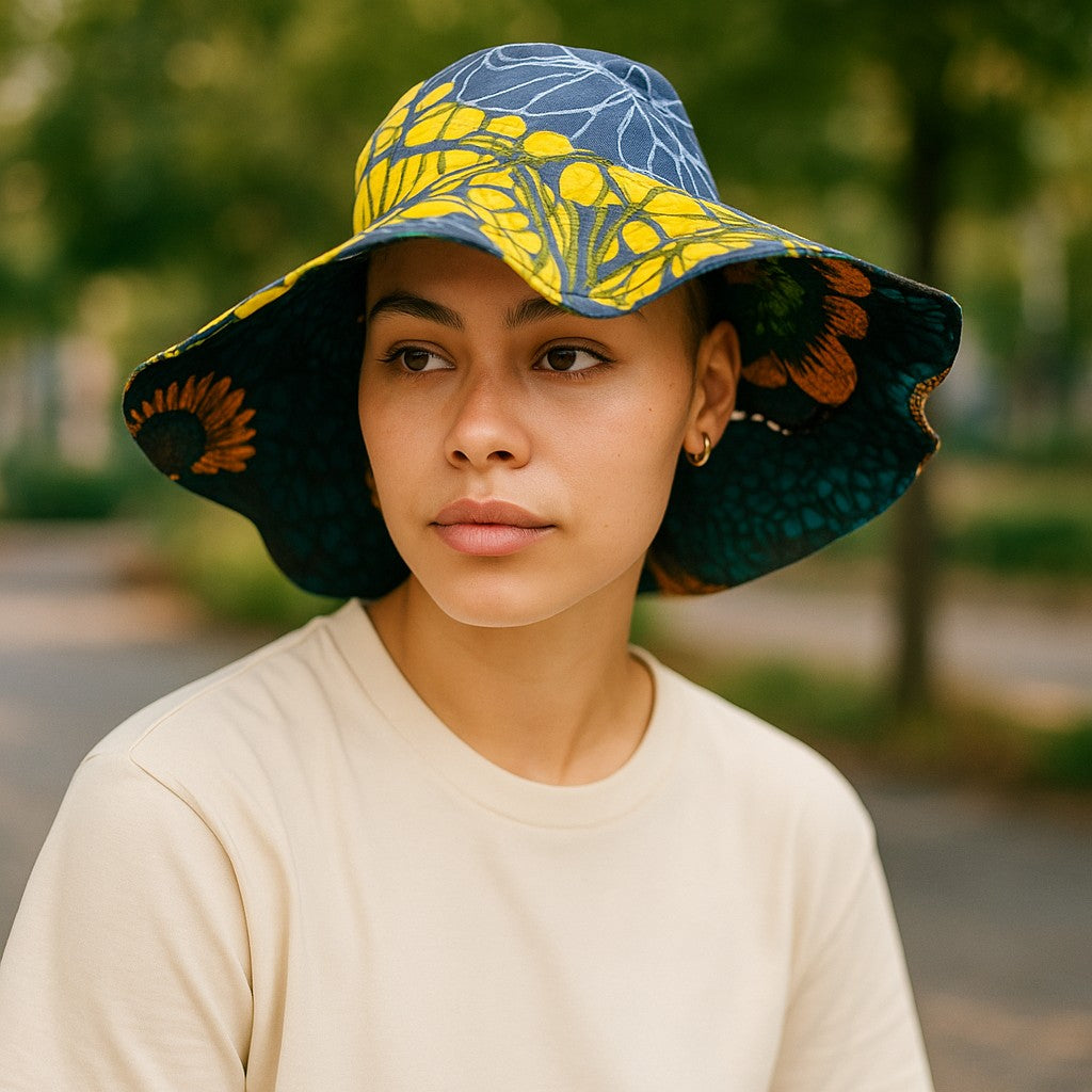 African Print Reversible Sun Hat