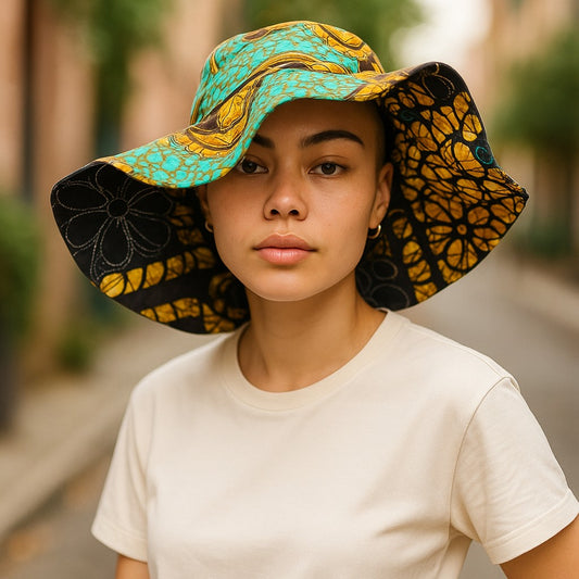 African Print Reversible Sun Hat