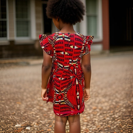 Girls Red African Print Dress - Premium African Apparel from MAGOS - Just $25! Shop this and more African Apparel now