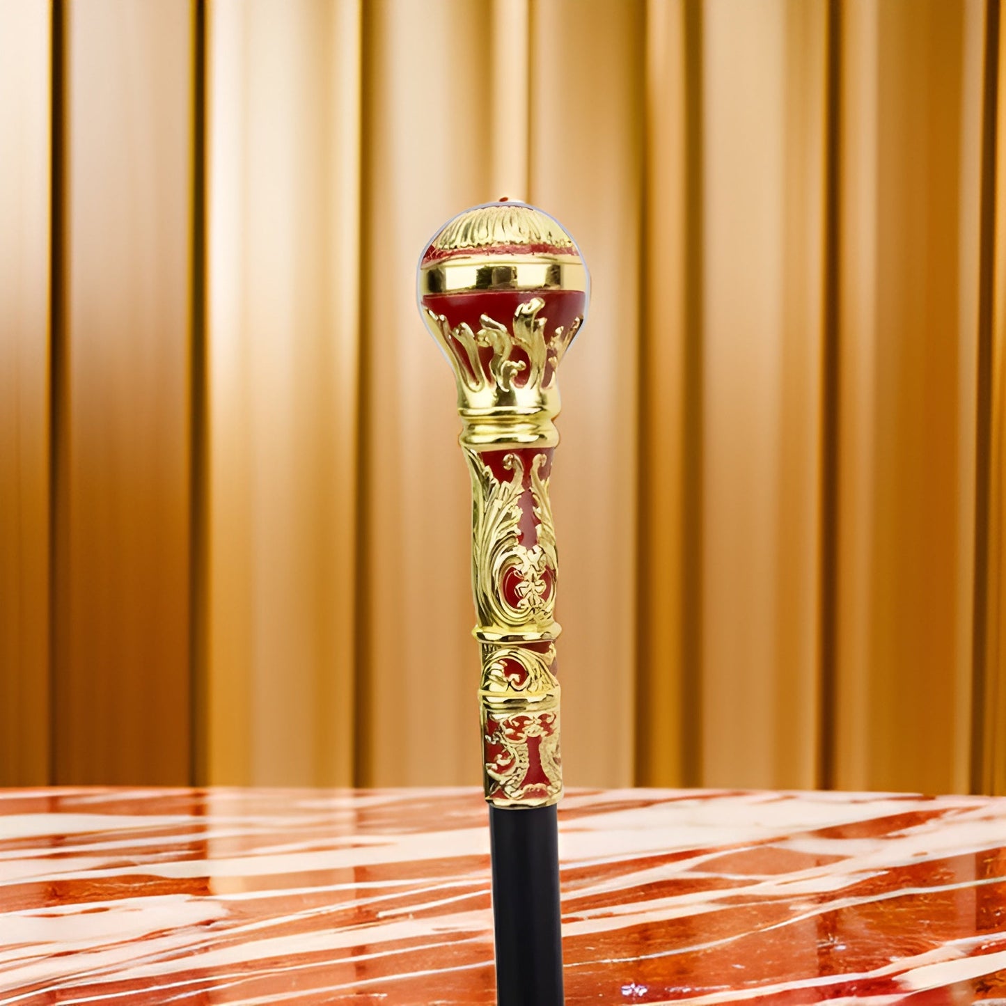 Golden Luxury Round Walking Stick Cane - Premium African Accessories from MAGOS - Just $39.99! Shop this and more African Accessories now