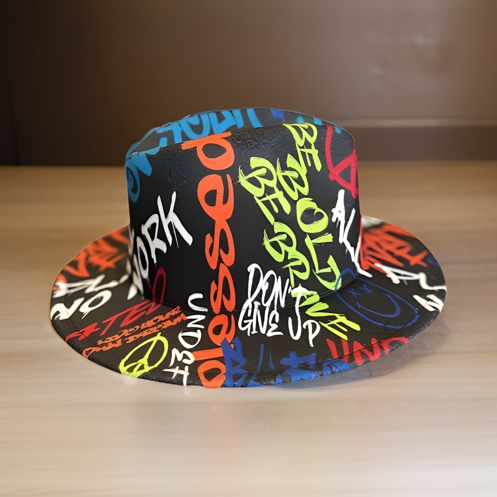 Graffiti Wide Brim Felt Fedora Panama Hat - Premium Other Accessories from MAGOS - Just $24! Shop this and more Other Accessories now