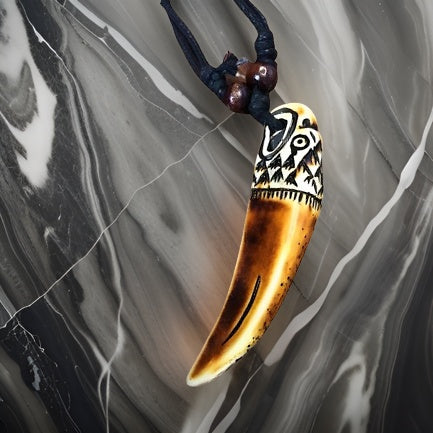 Men's Carving Brown Animal Tooth Pendant Necklace - Premium Jewelry from MAGOS - Just $14.99! Shop this and more Jewelry now