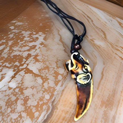 Men's Carving Brown Animal Tooth Pendant Necklace - Premium Jewelry from MAGOS - Just $14.99! Shop this and more Jewelry now