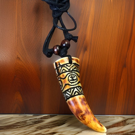 Men's Carving Brown Animal Tooth Pendant Necklace - Premium Jewelry from MAGOS - Just $14.99! Shop this and more Jewelry now