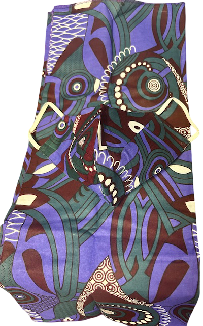 Purple Ankara African Print Headwrap w/Face Mask