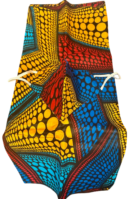 Bold Multi-colorful Ankara African Print Headwrap w/Face Mask